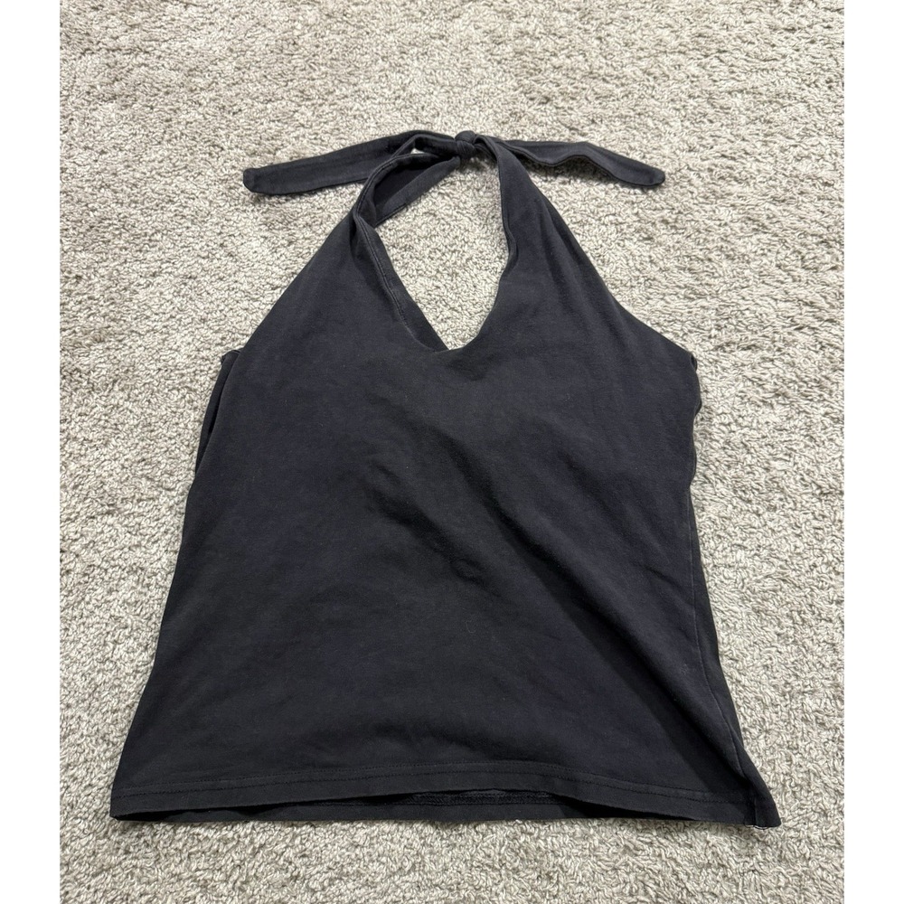 B Moss Black Basic Halter‎ Minimalist Classic Elegant Party Vintage Y2K 2000s L